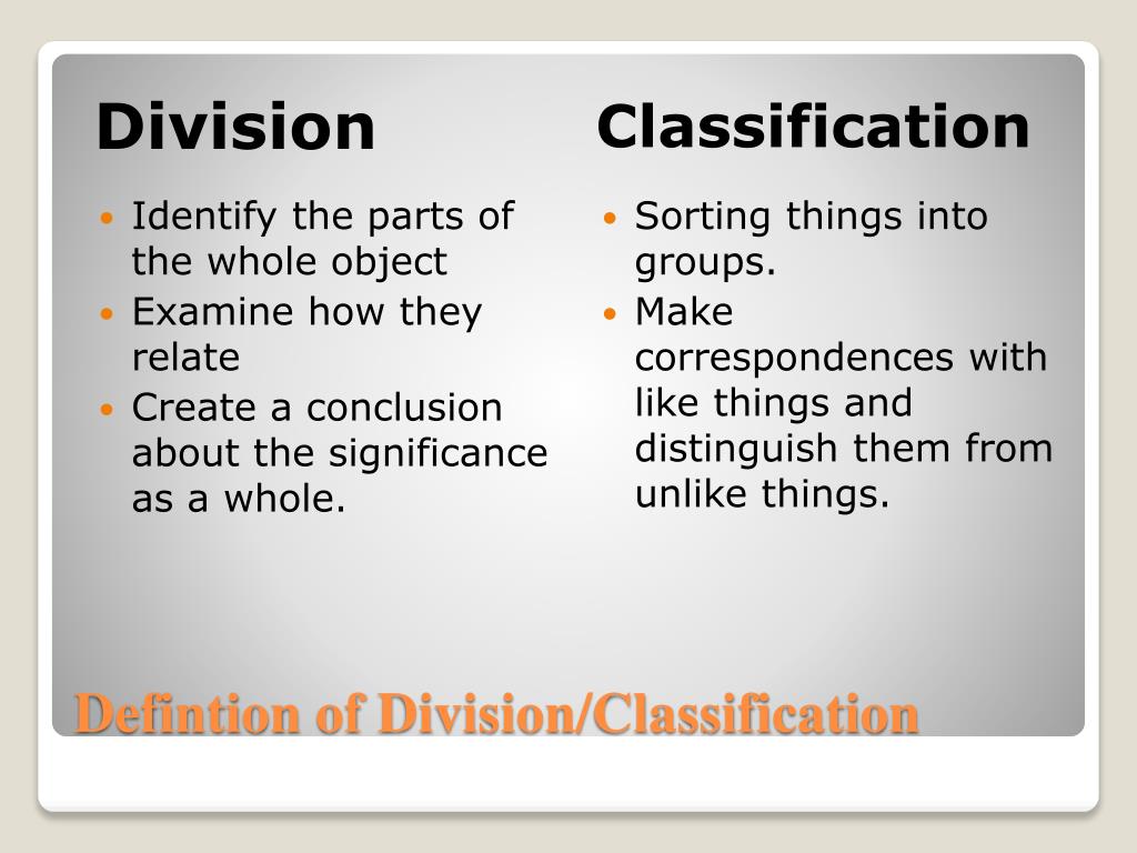 classification and division essay definition