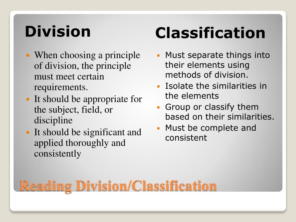 characteristics of classification and division essay