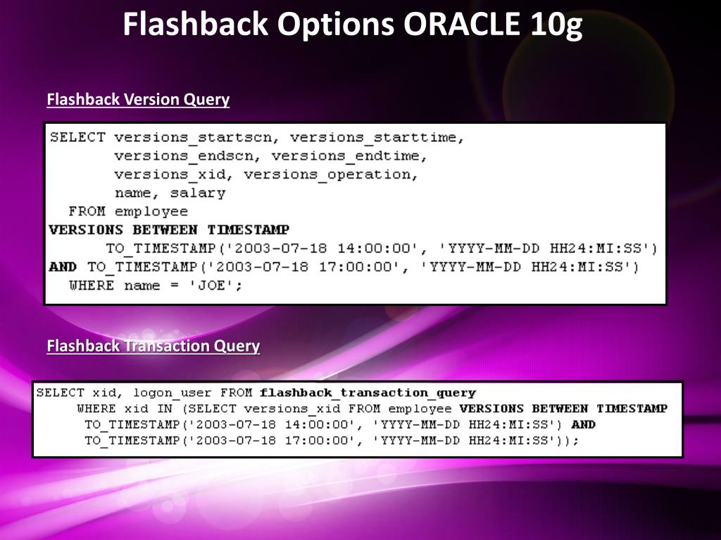 Flashback oracle что это