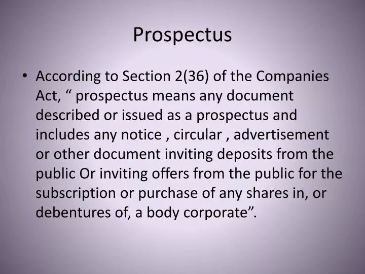 definition of prospectus in company law