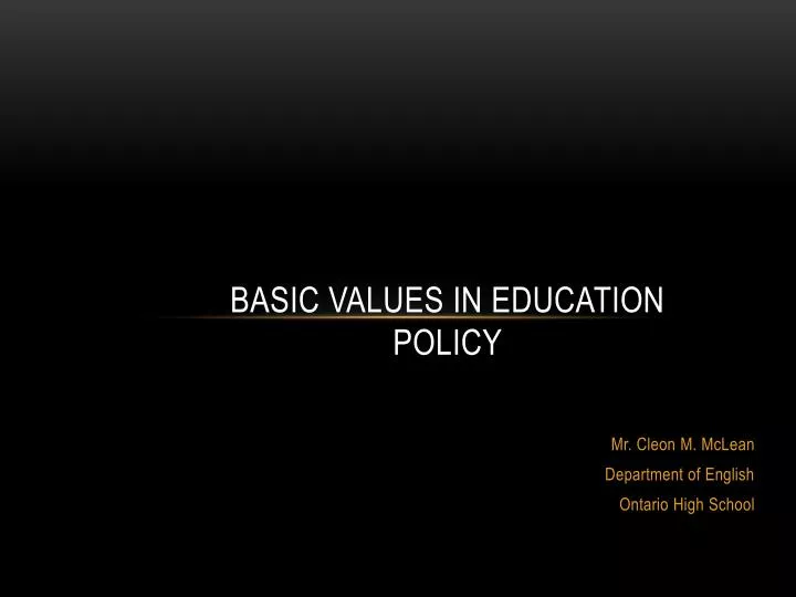 basic values in education policy n.