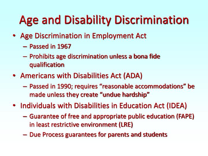 age and disability discrimination