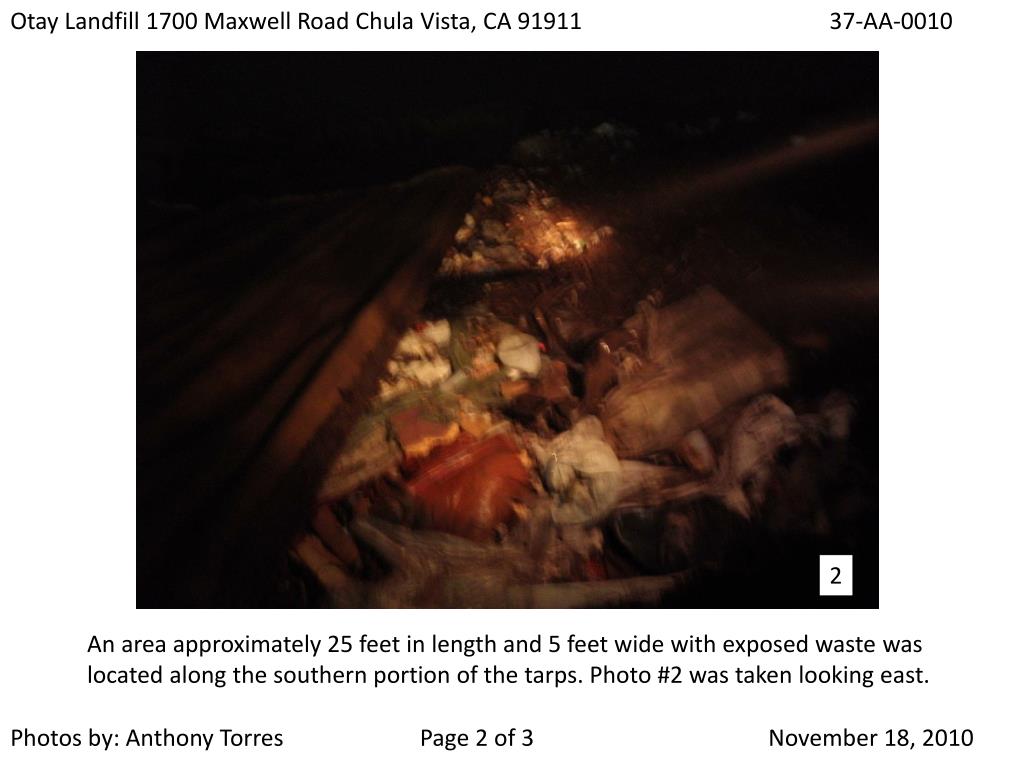 PPT Otay Landfill 1700 Maxwell Road Chula Vista, CA 91911 37AA0010