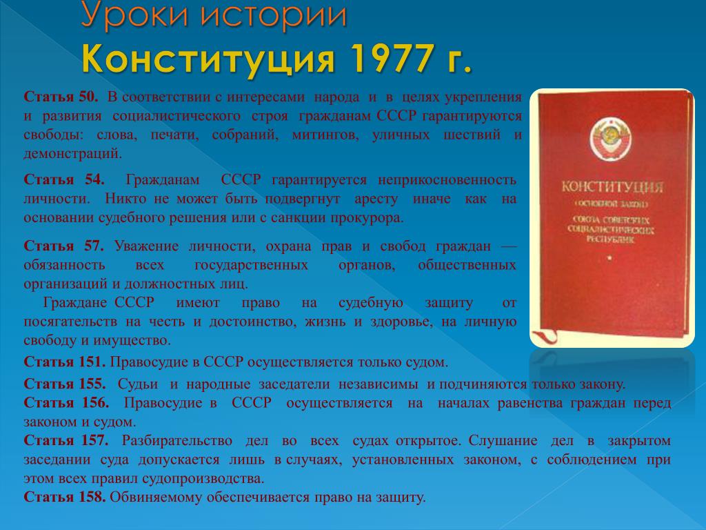 Право на жилье конституция рф. Конституция СССР 1977.