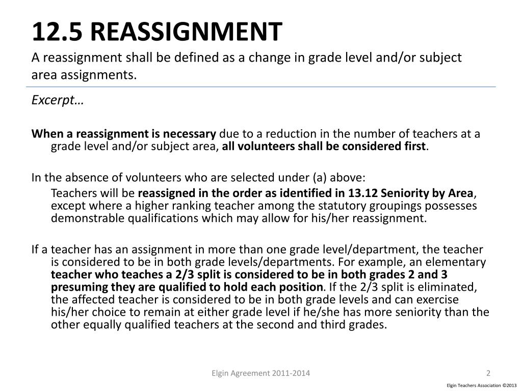 reassignment date meaning