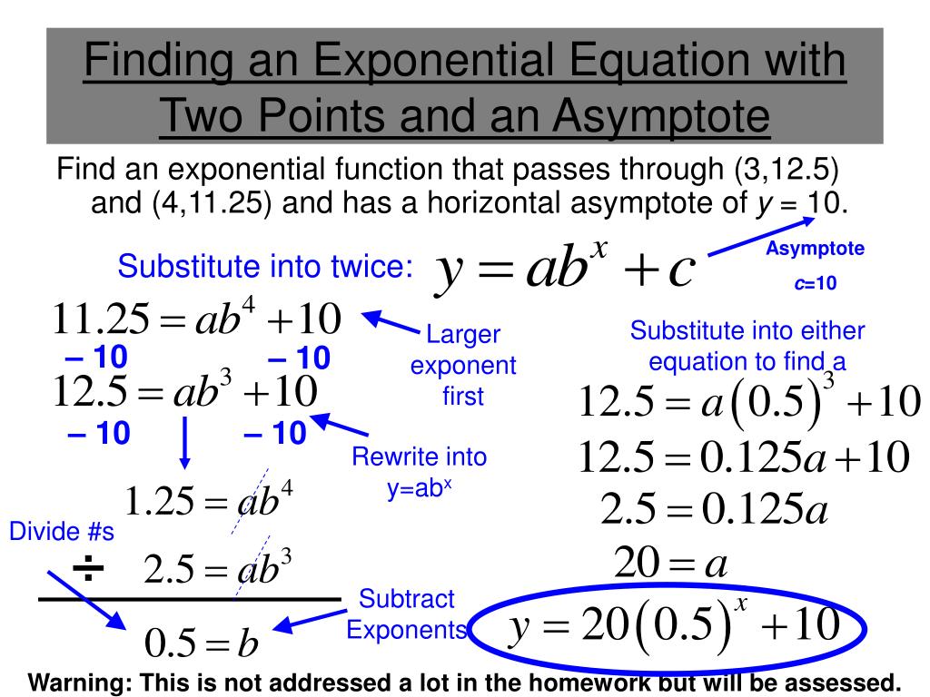 PPT - Finding an Exponential Equation with Two Points and an
