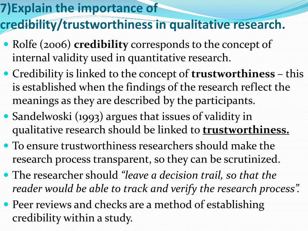 credibility in research study