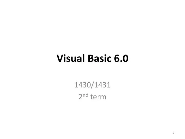 visual basic 6.0 tutorial ppt