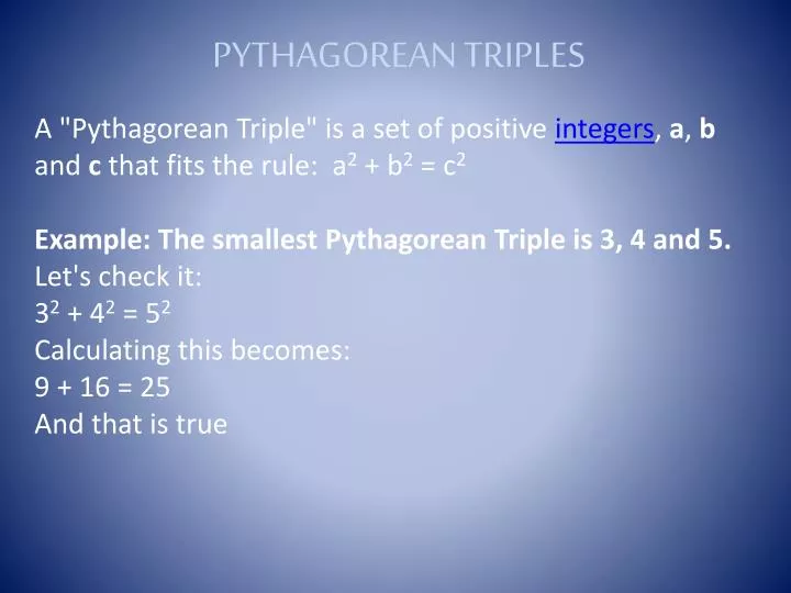 Ppt Pythagorean Triples Powerpoint Presentation Free Download Id Ppt Pythagorean Triples Powerpoint Presentation Free Download Id