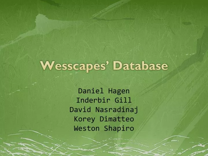 wesscapes database n.