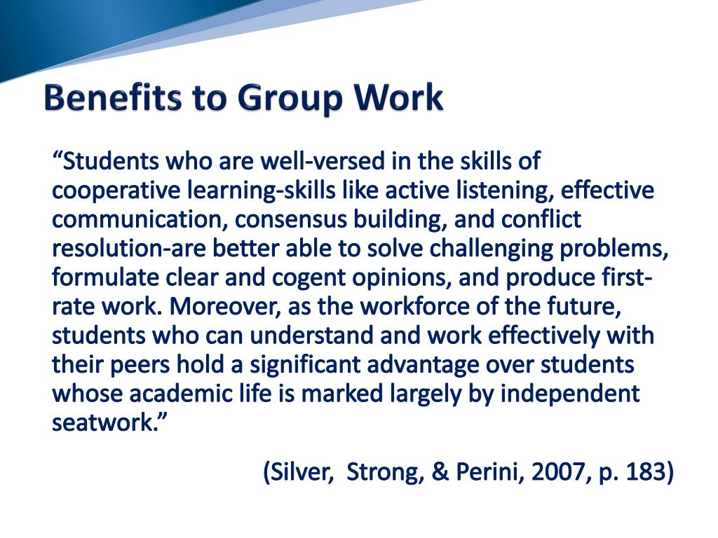 benefits of group work in education