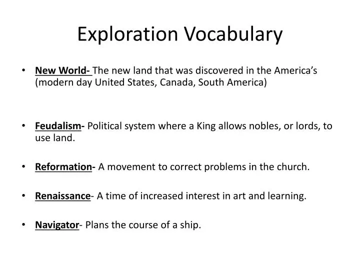 PPT - Exploration Vocabulary PowerPoint Presentation, free download - ID:2484334