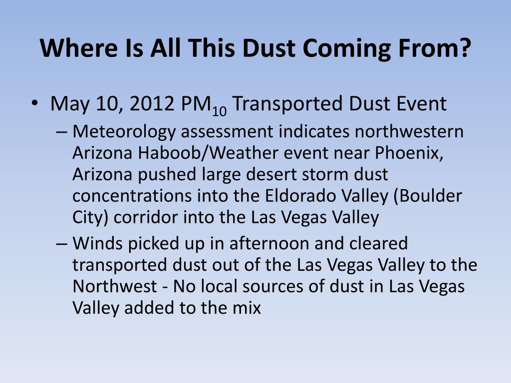 Where Is All This Dust Coming From