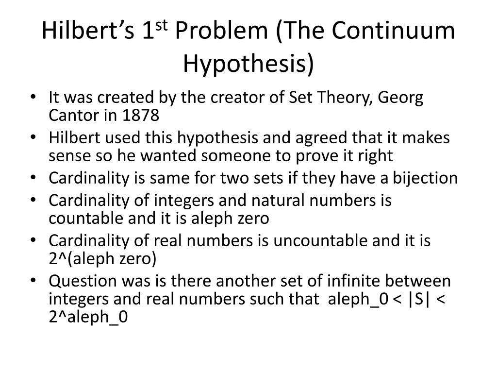 continuum hypothesis definition in maths