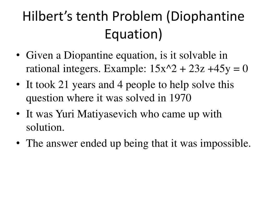 PPT Hilbert’s Problems PowerPoint Presentation, free download ID