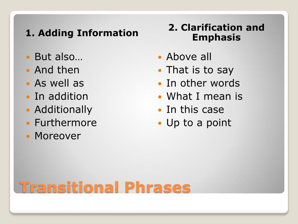 transition phrases for powerpoint presentation