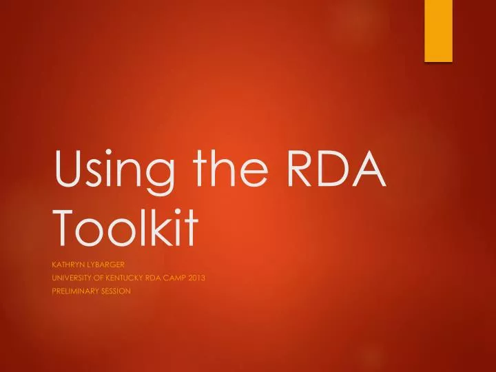 PPT Using the RDA Toolkit PowerPoint Presentation, free download ID
