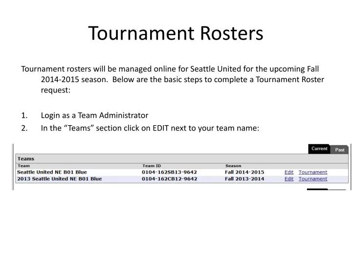 PPT - Tournament Rosters PowerPoint Presentation, free download - ID ...