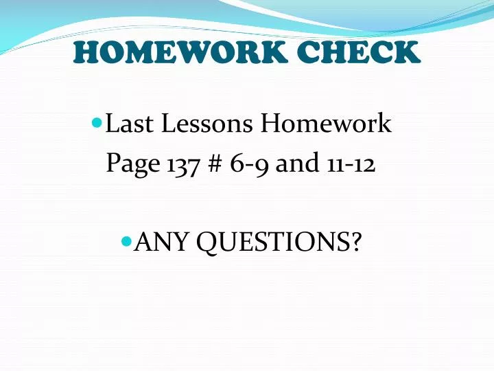 homework check meaning