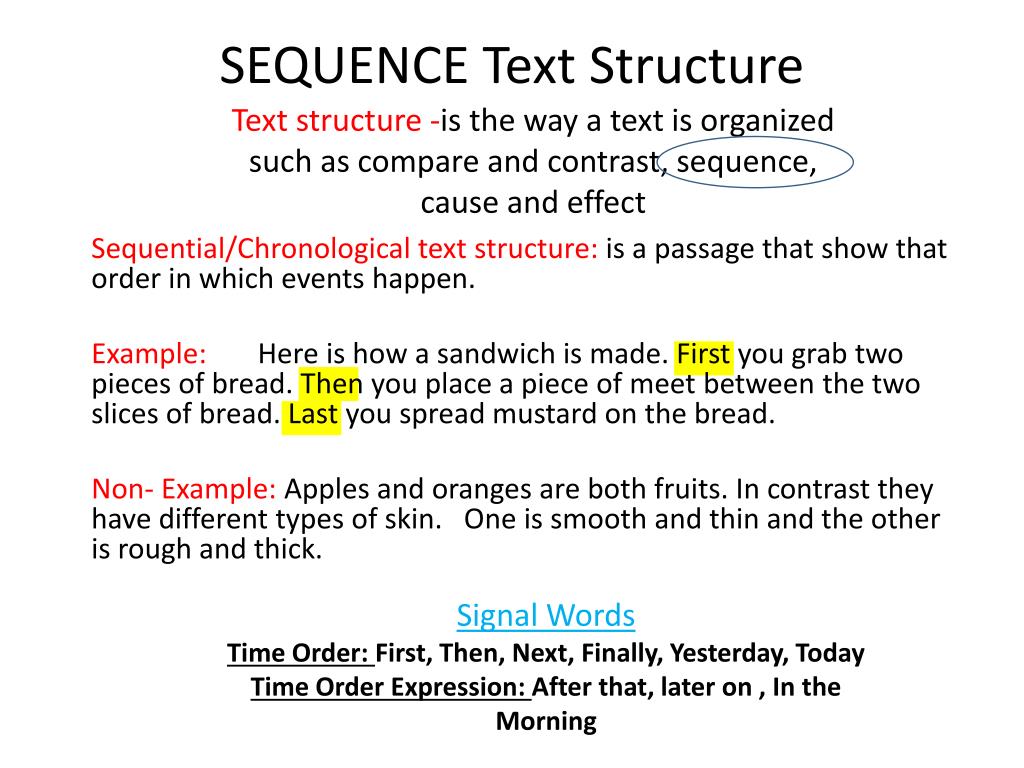 PPT Learning Objective Identify Sequential Text Structures In