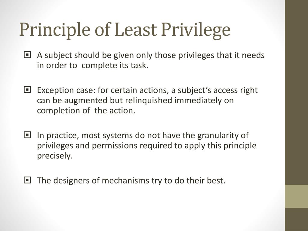 risk of not using principle of least privilege