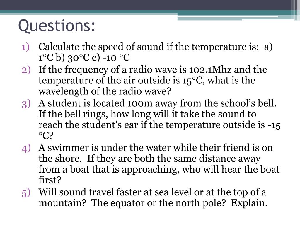 problem solving on the speed of sound