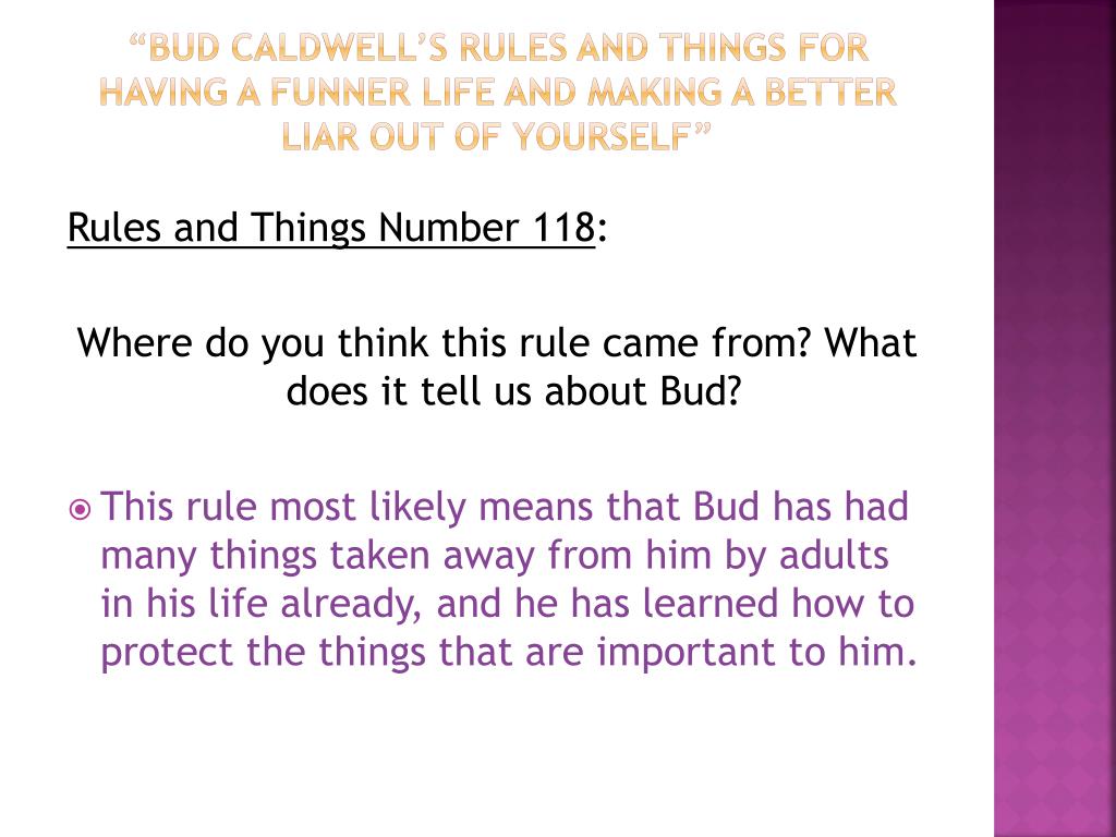Buds Rules And Things