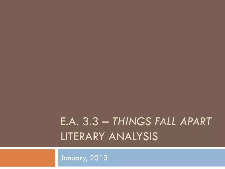 Literary Analysis of Things Fall Apart