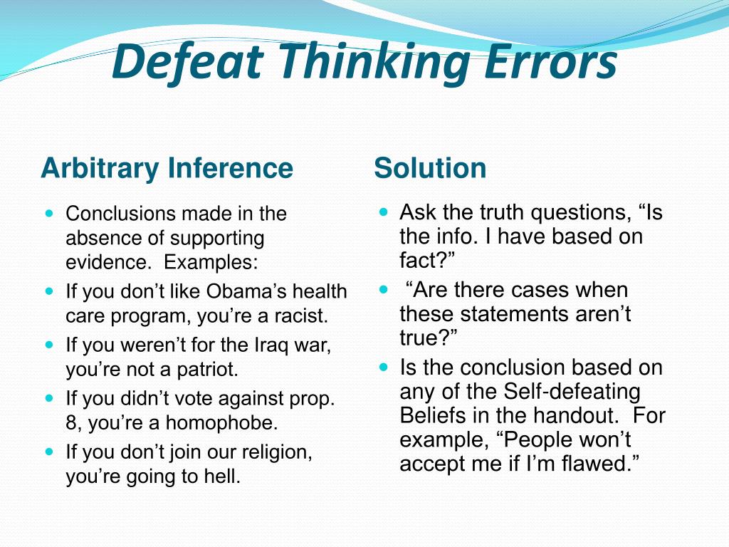 List Of Thinking Errors