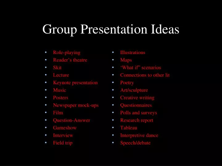 presentation ideas for friend groups