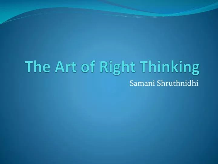 the art of right thinking n.