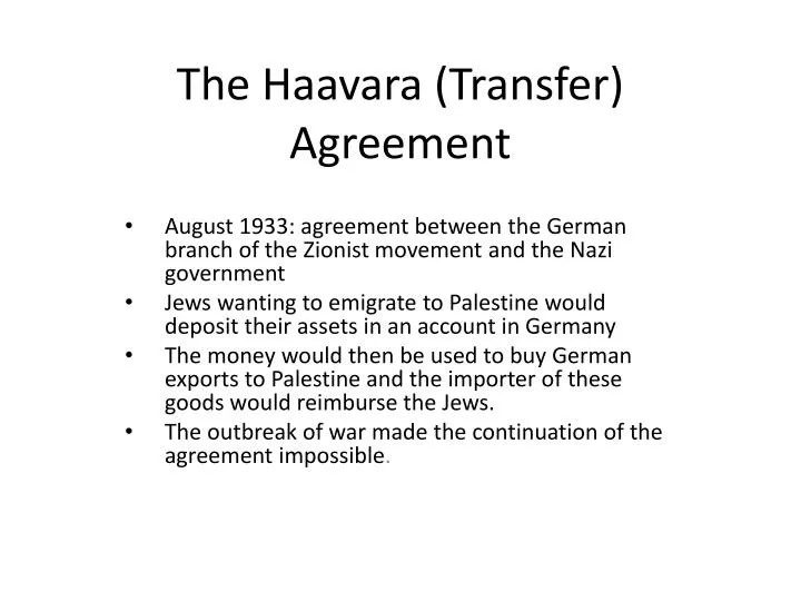 PPT The Haavara (Transfer) Agreement PowerPoint Presentation, free