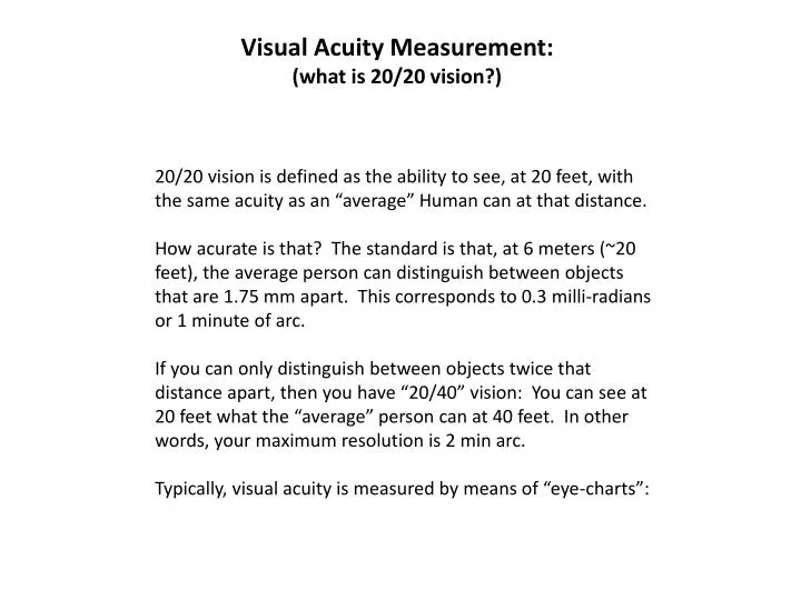 Visual Acuity Charts Ppt