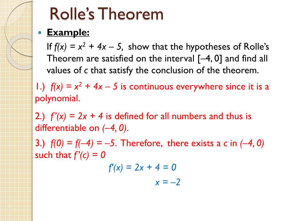 what are the 3 hypothesis of rolle's theorem