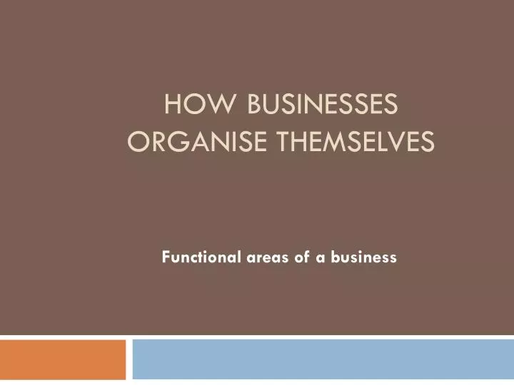 how businesses organise themselves n.