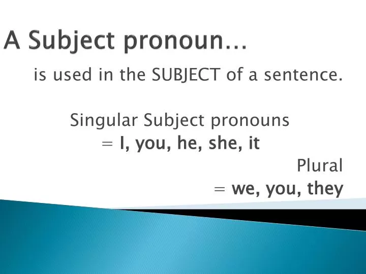 WHAT IS A SUBJECT PRONOUN visual data 7