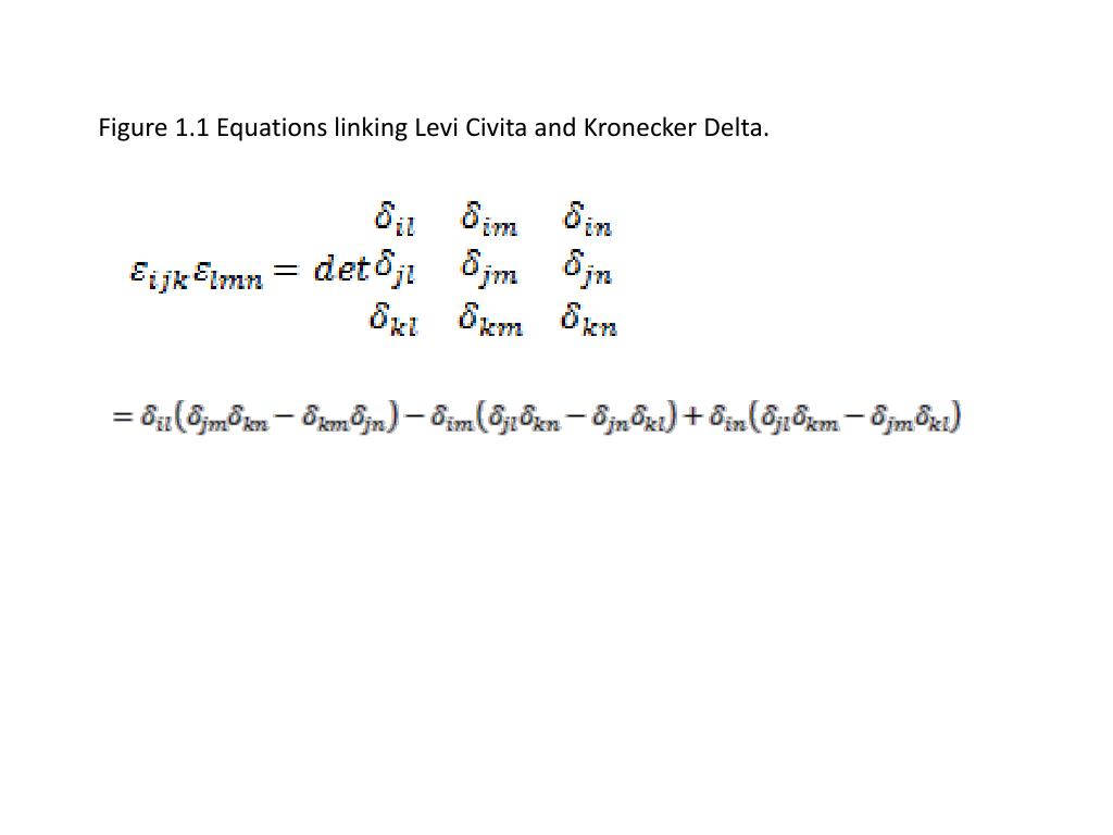 PPT - Figure 1.1 Equations linking Levi Civita and Kronecker Delta.  PowerPoint Presentation - ID:2496173