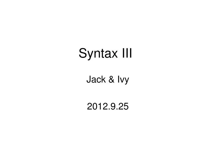 syntax iii n.