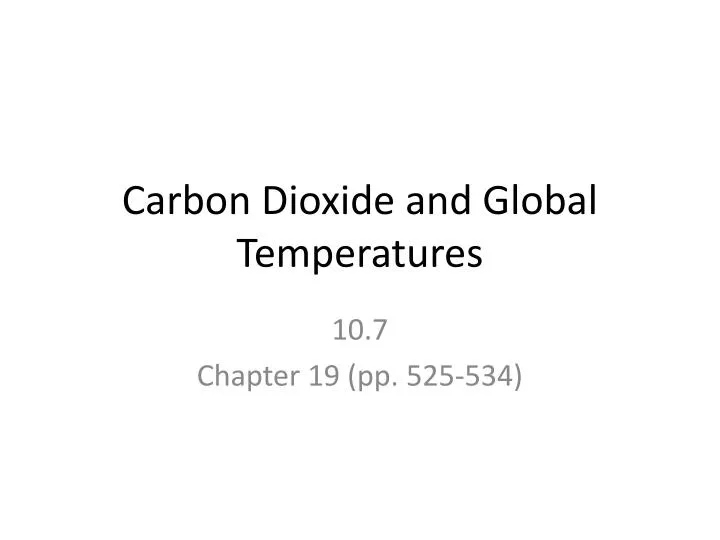 carbon dioxide and global temperatures n.