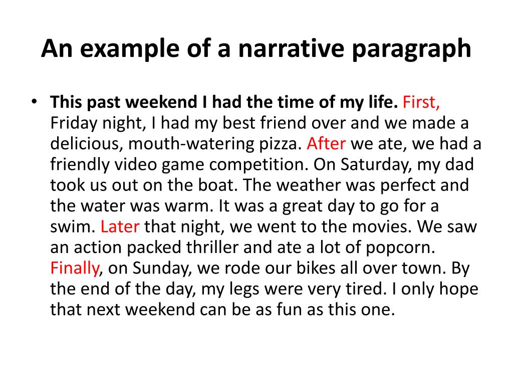 narrative essay body paragraph