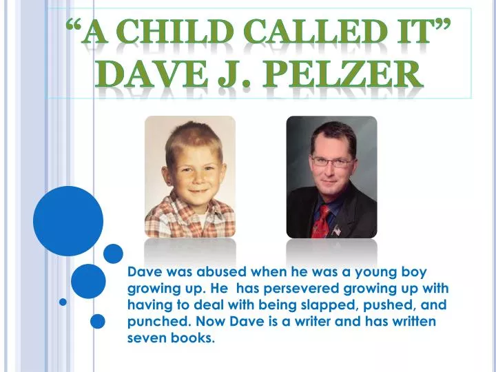 child abuse and dave pelzer essay Discussion of themes and motifs in dave pelzer's a child called it enotes critical analyses help you gain a deeper understanding of a child called it so you can excel on your essay or test. child abuse and dave pelzer essay Discussion of themes and motifs in dave pelzer's a child called it enotes critical analyses help you gain a deeper understanding of a child called it so you can excel on your essay or test.