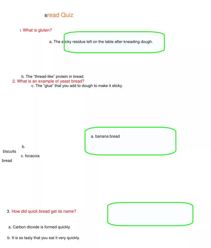 PPT - B read Quiz 1. What is gluten? 2. What is an example of yeast