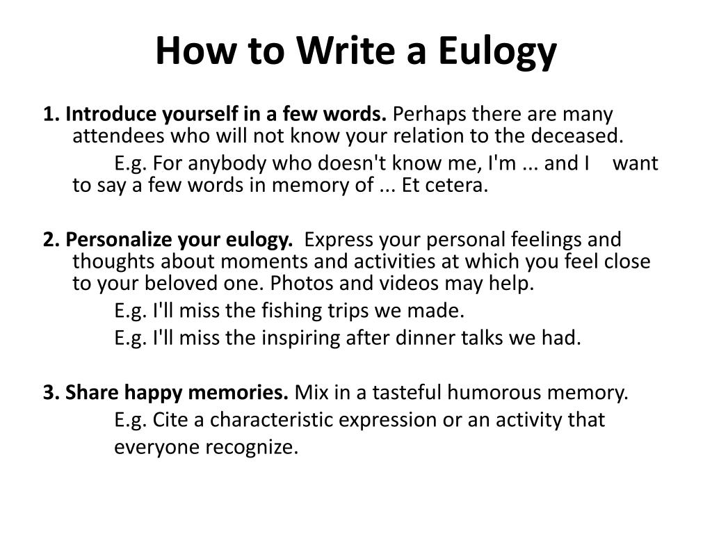 PPT - What is a Eulogy? PowerPoint Presentation, free download