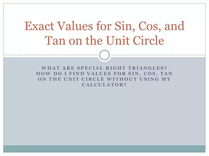 Unit Circle Sin Cos Tan Chart