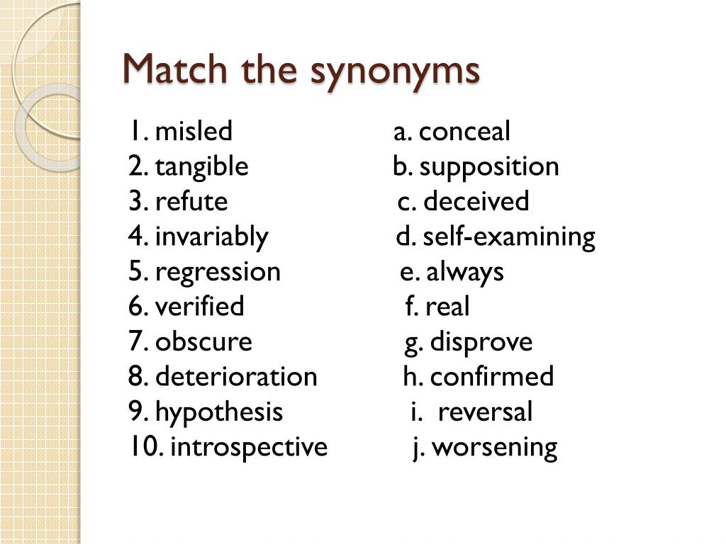 PPT - Match the synonyms PowerPoint Presentation, free download - ID:2504505