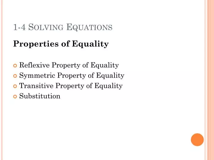 ppt 1 4 solving equations powerpoint presentation id 2504845 property of equality