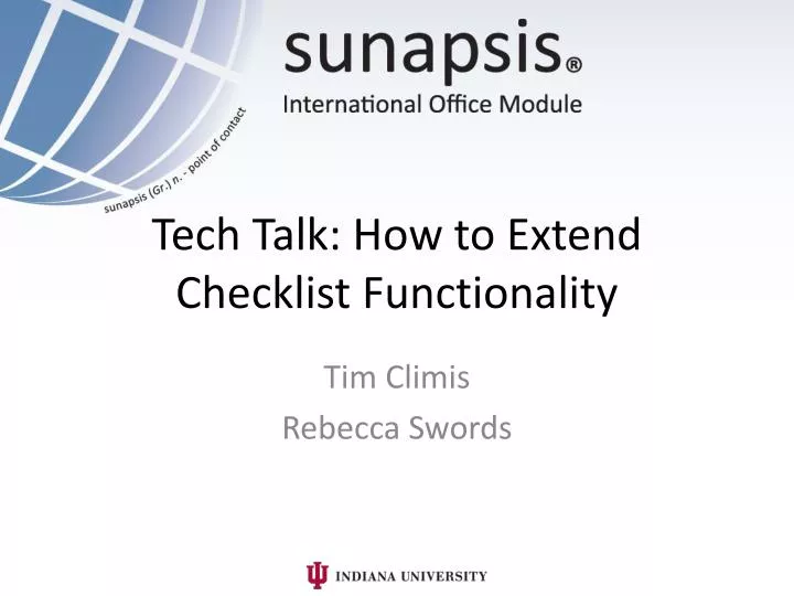 tech talk how to extend checklist functionality n.