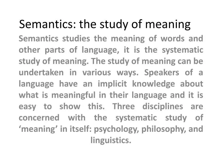 PPT - Semantics: the study of meaning PowerPoint ...