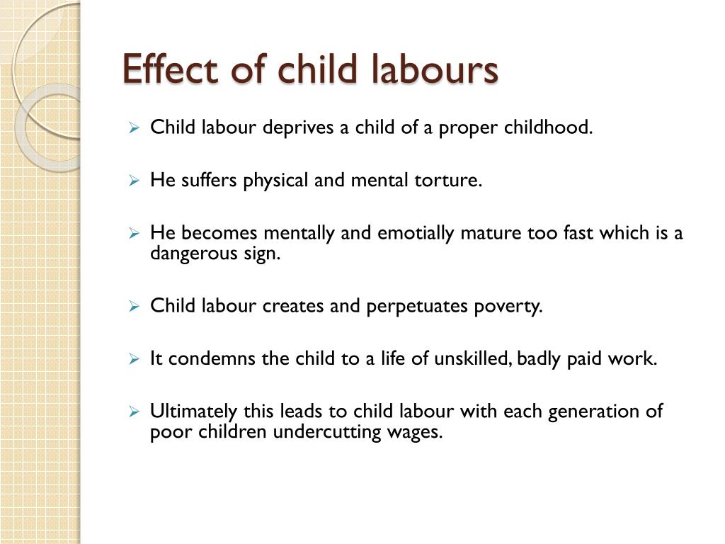essay about causes and effects of child labor