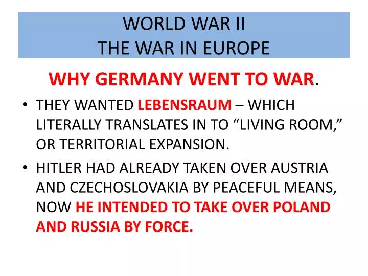 PPT - WORLD WAR II THE WAR IN EUROPE PowerPoint Presentation, free ...